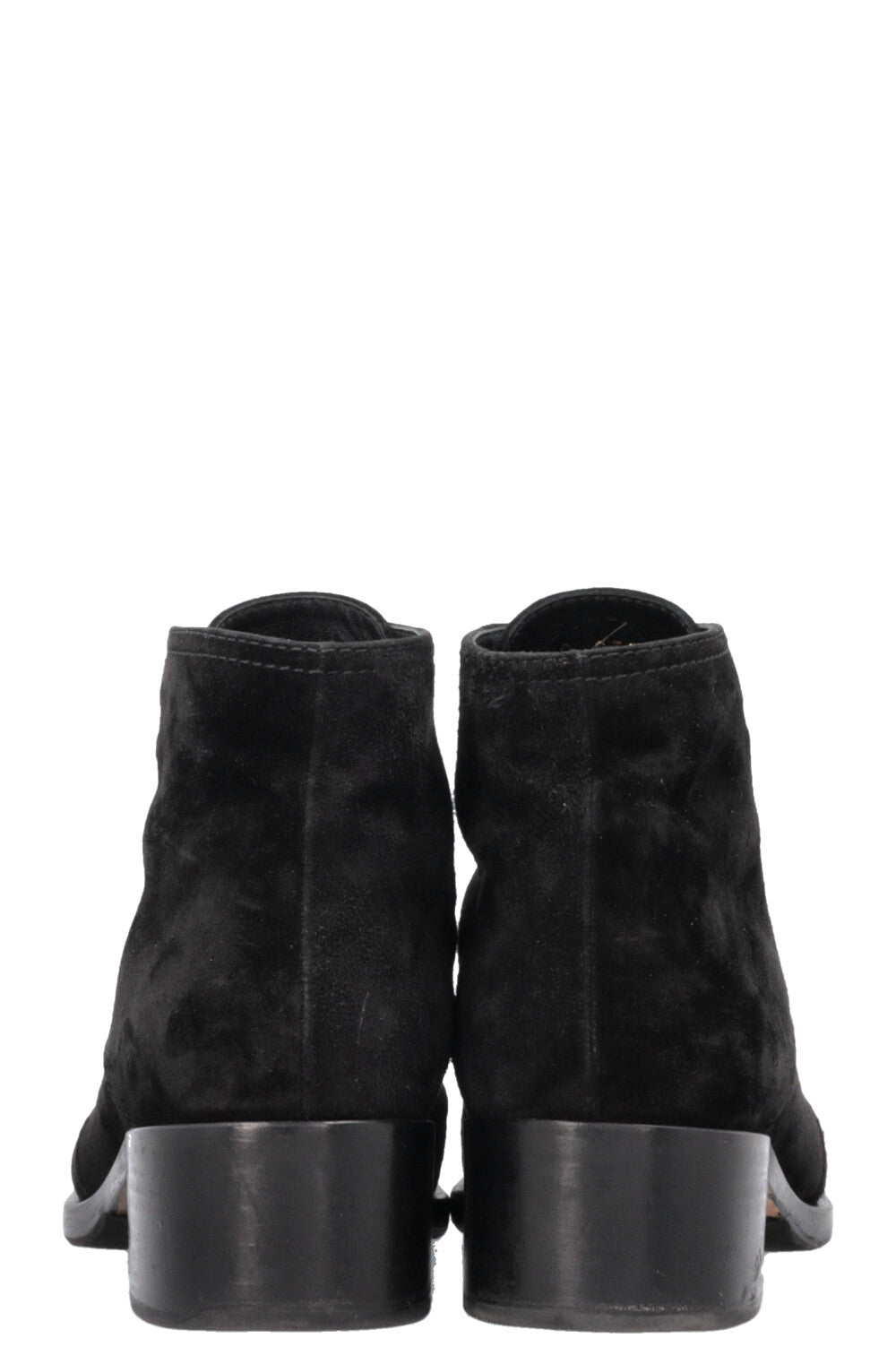 CHANEL CC Lace Up Ankle Boots Suede Black