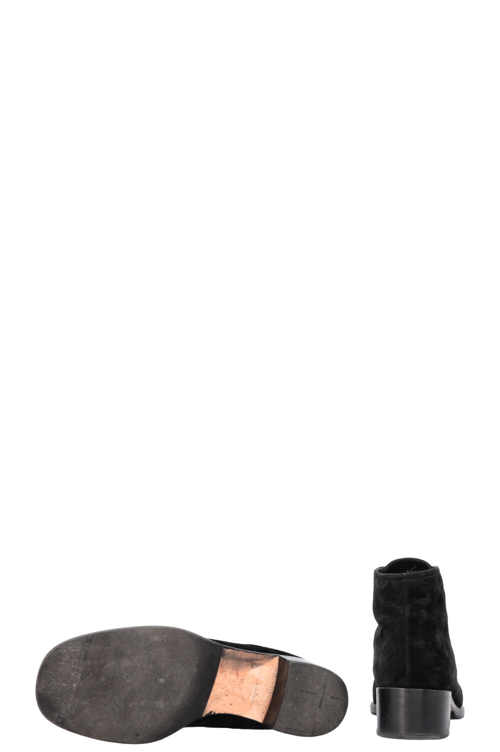 CHANEL CC Lace Up Ankle Boots Suede Black