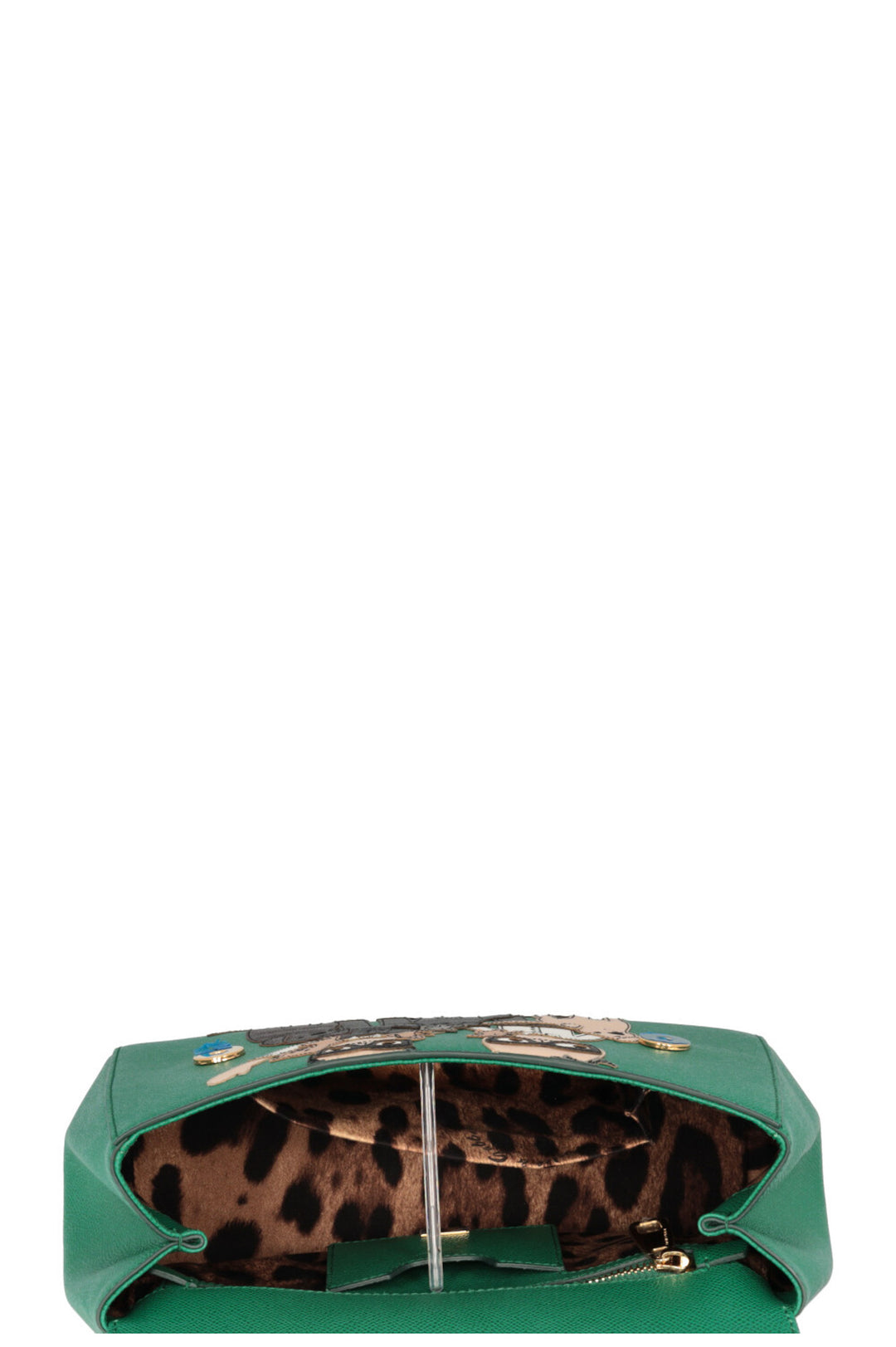 DOLCE&GABBANA Medium Family Patch Sicily Bag Saffiano Green