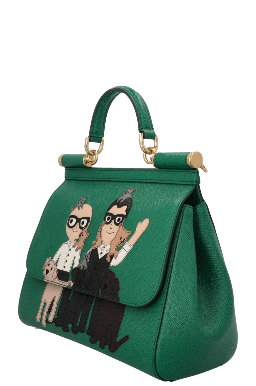 DOLCE&GABBANA Medium Family Patch Sicily Bag Saffiano Green