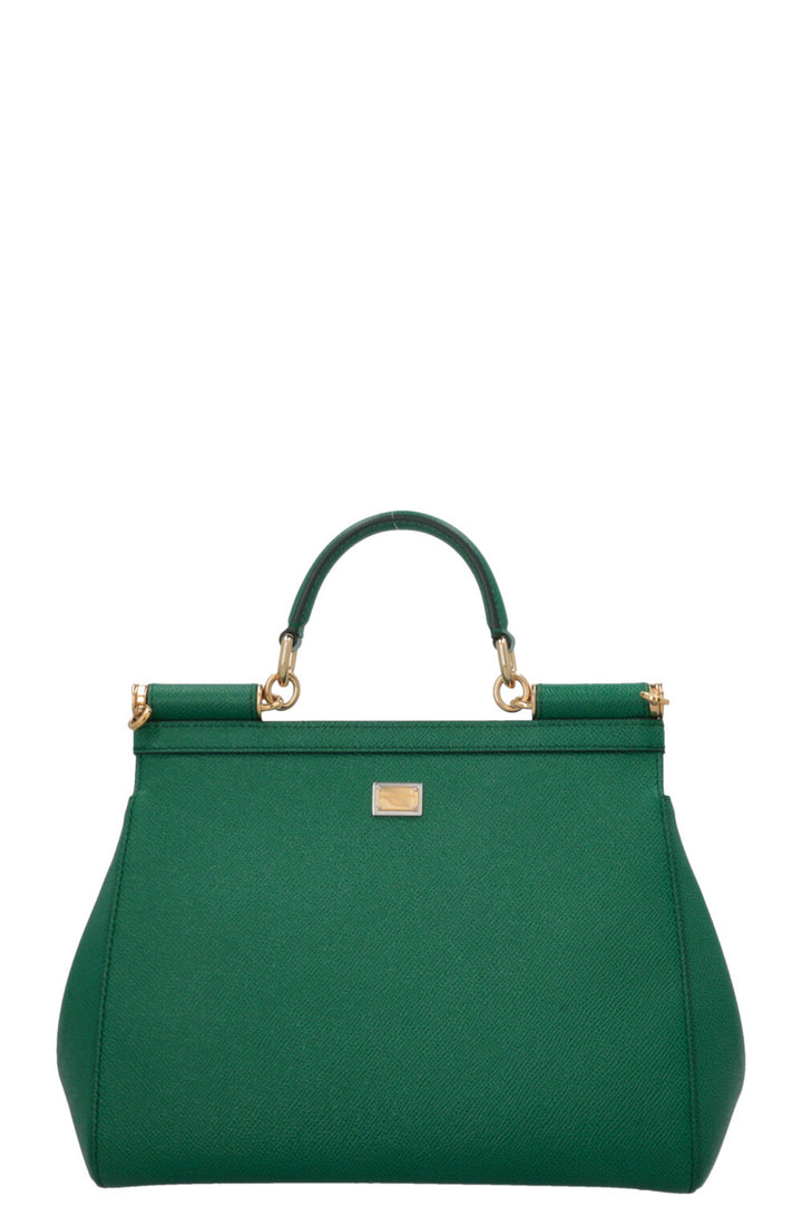 DOLCE&GABBANA Medium Family Patch Sicily Bag Saffiano Green
