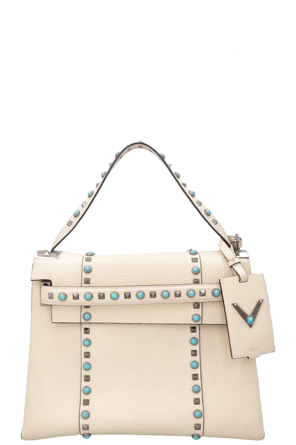 VALENTINO Rockstud Rolling Top Handle Bag Ivory