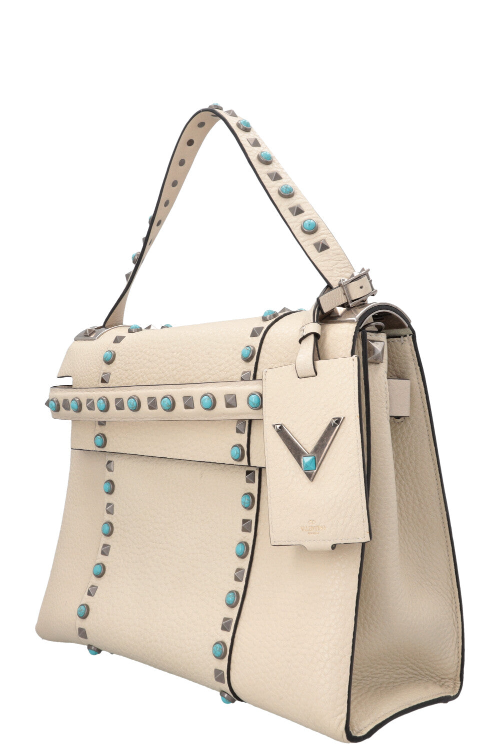 VALENTINO Rockstud Rolling Top Handle Bag Ivory