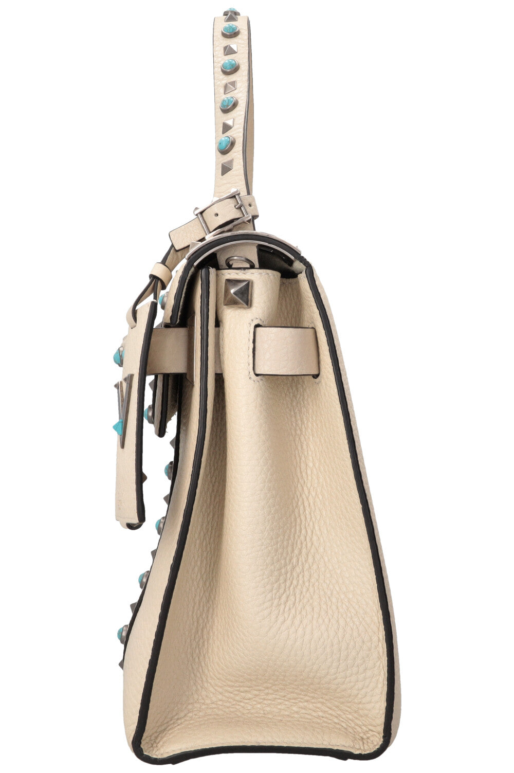 VALENTINO Rockstud Rolling Top Handle Bag Ivory