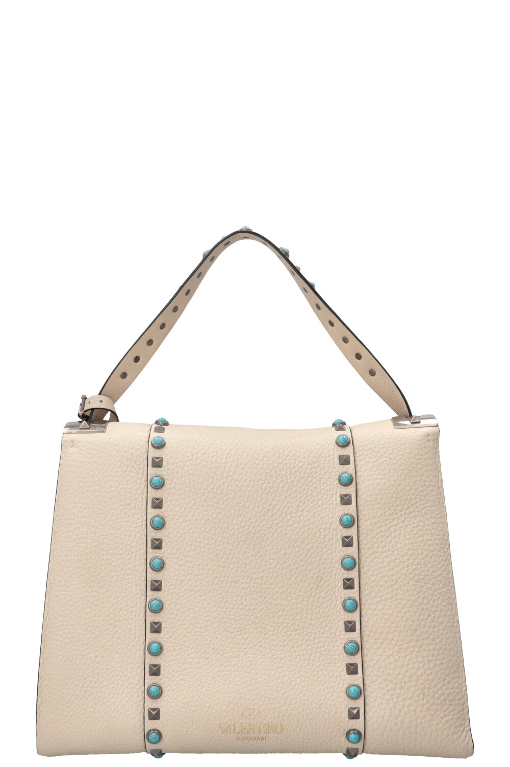 VALENTINO Rockstud Rolling Top Handle Bag Ivory