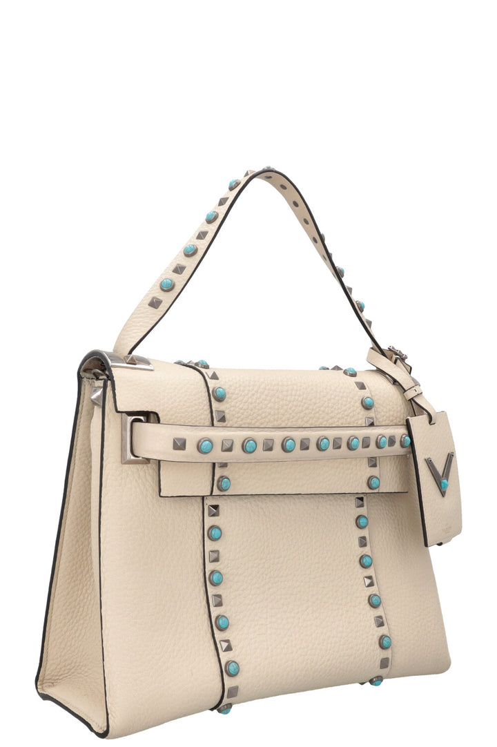 VALENTINO Rockstud Rolling Top Handle Bag Ivory