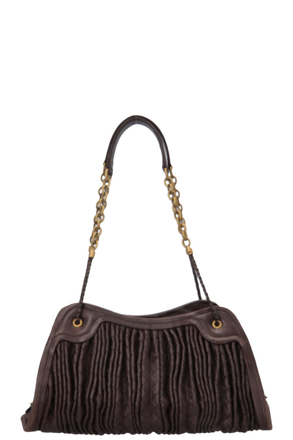 BOTTEGA VENETA Sac à bandoulière froncé Intrecciato Marron