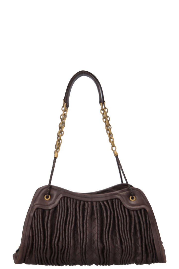 BOTTEGA VENETA Sac à bandoulière froncé Intrecciato Marron