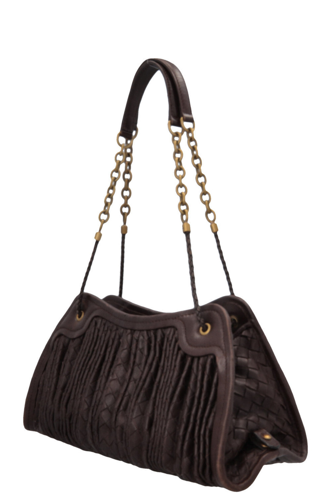BOTTEGA VENETA Sac à bandoulière froncé Intrecciato Marron