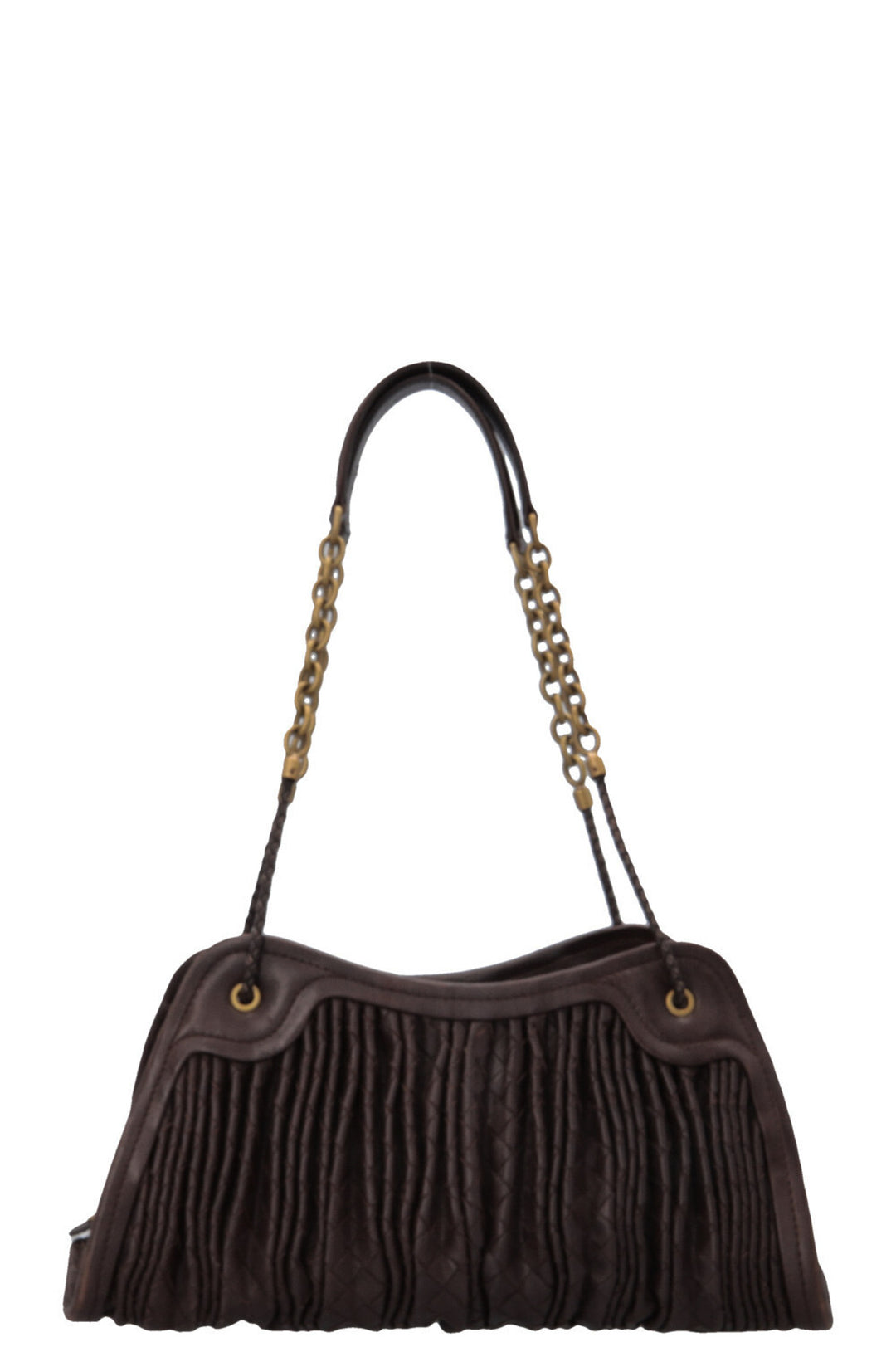 BOTTEGA VENETA Sac à bandoulière froncé Intrecciato Marron