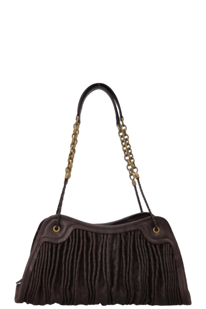 BOTTEGA VENETA Sac à bandoulière froncé Intrecciato Marron