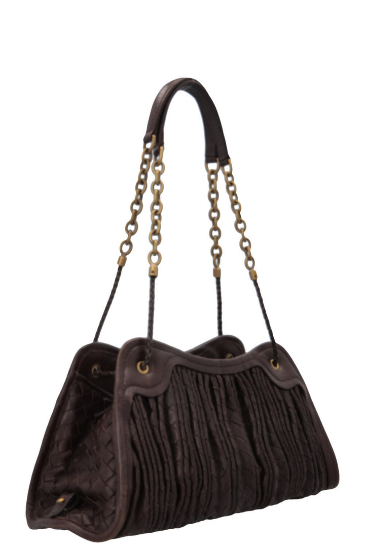 BOTTEGA VENETA Sac à bandoulière froncé Intrecciato Marron