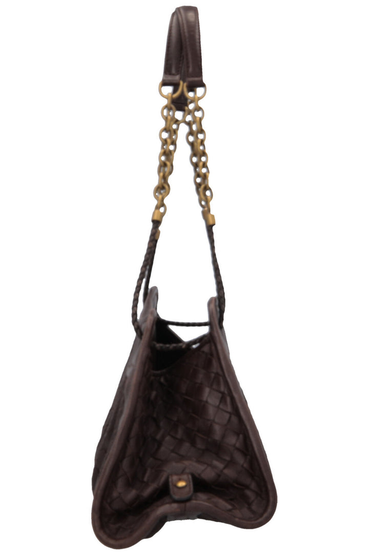 BOTTEGA VENETA Sac à bandoulière froncé Intrecciato Marron