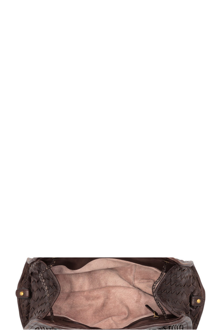 BOTTEGA VENETA Sac à bandoulière froncé Intrecciato Marron