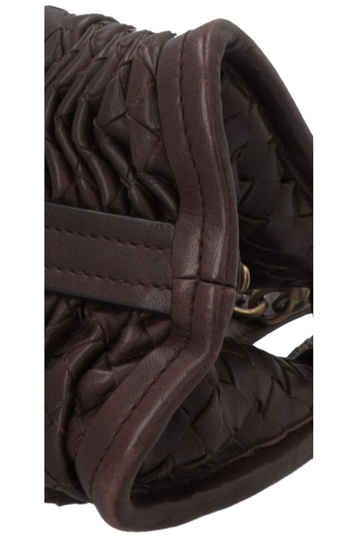 BOTTEGA VENETA Sac à bandoulière froncé Intrecciato Marron