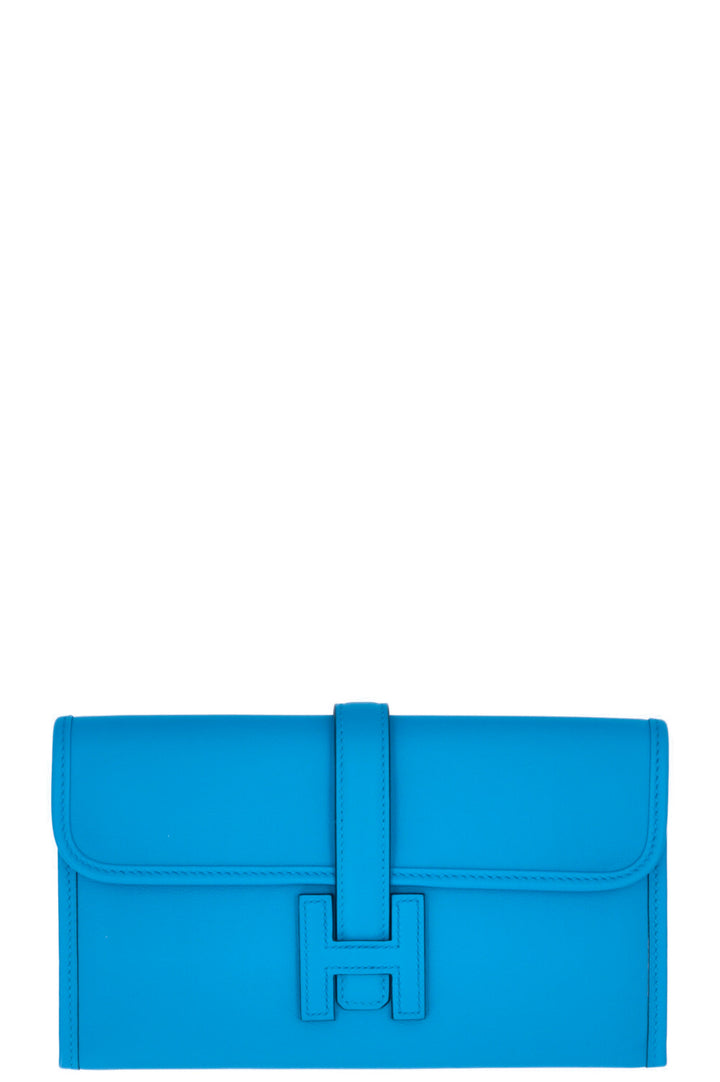 HERMÈS Jige Duo Wallet Swift Bleu Zanzibar