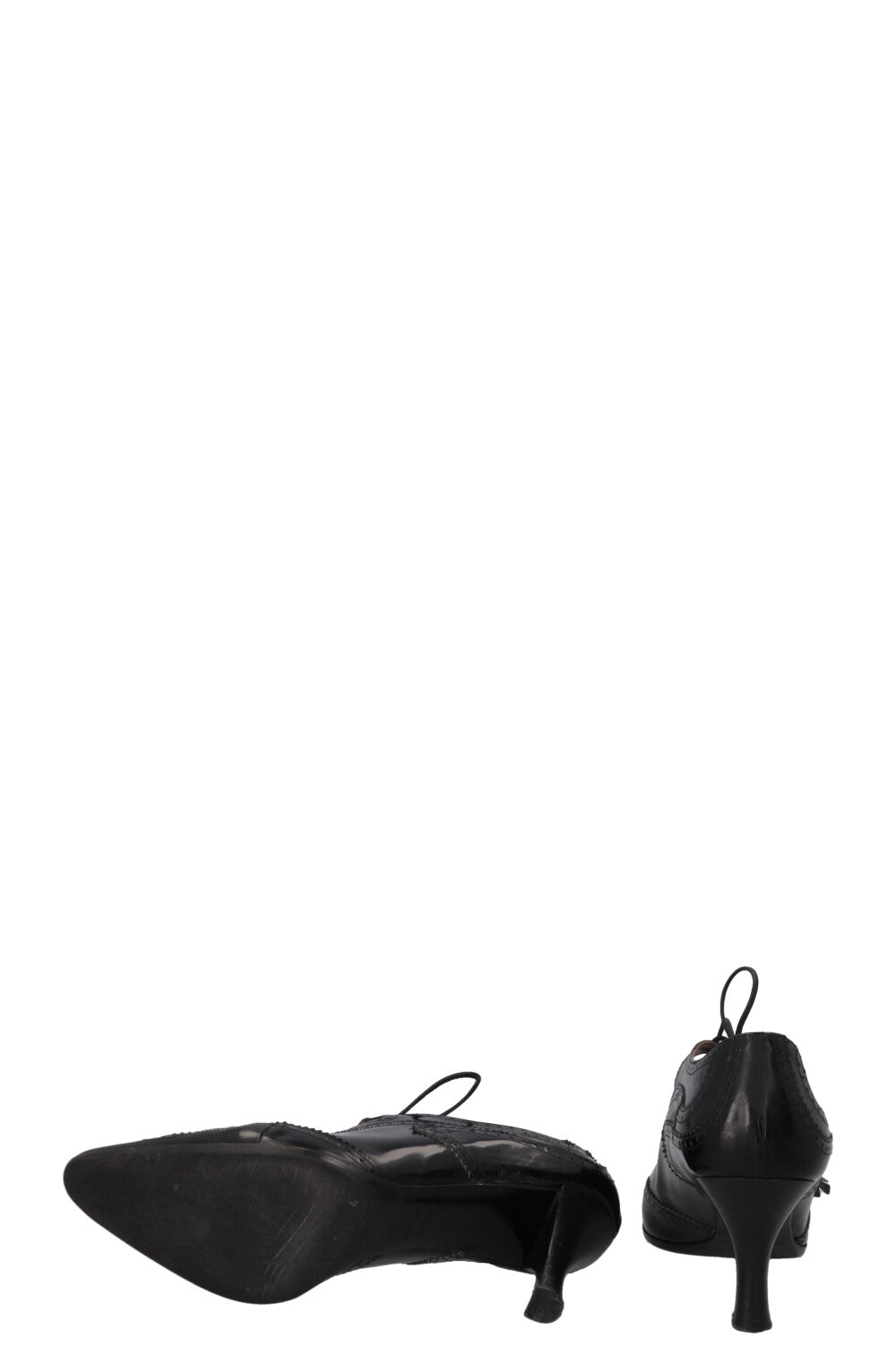 HERMÈS Lace Up Heels Black Leather