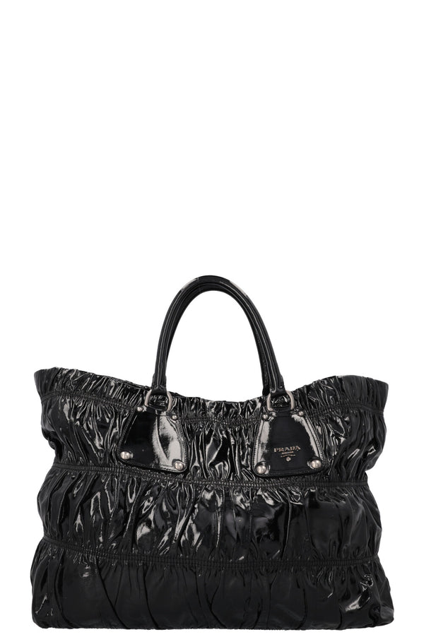 PRADA Vernice Gaufre Tote Patent Black
