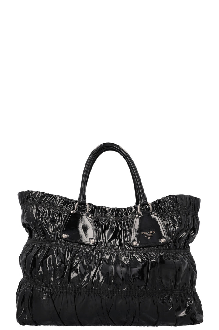 PRADA Vernice Gaufre Tote Patent Black