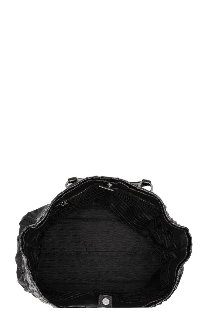 PRADA Vernice Gaufre Tote Patent Black