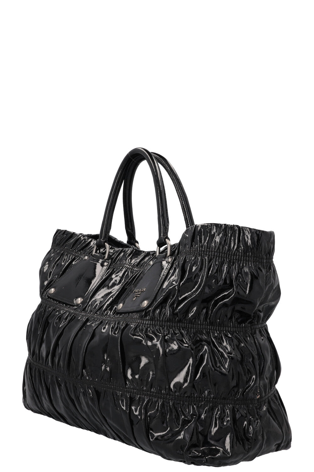 PRADA Vernice Gaufre Tote Patent Black