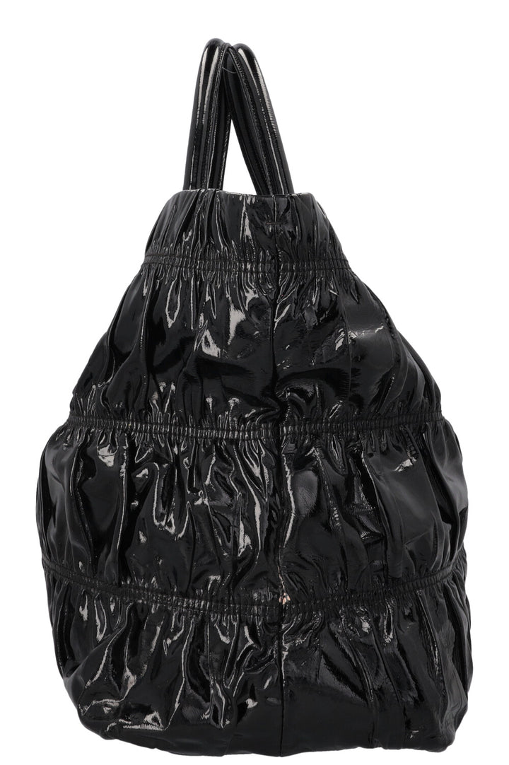 PRADA Vernice Gaufre Tote Patent Black