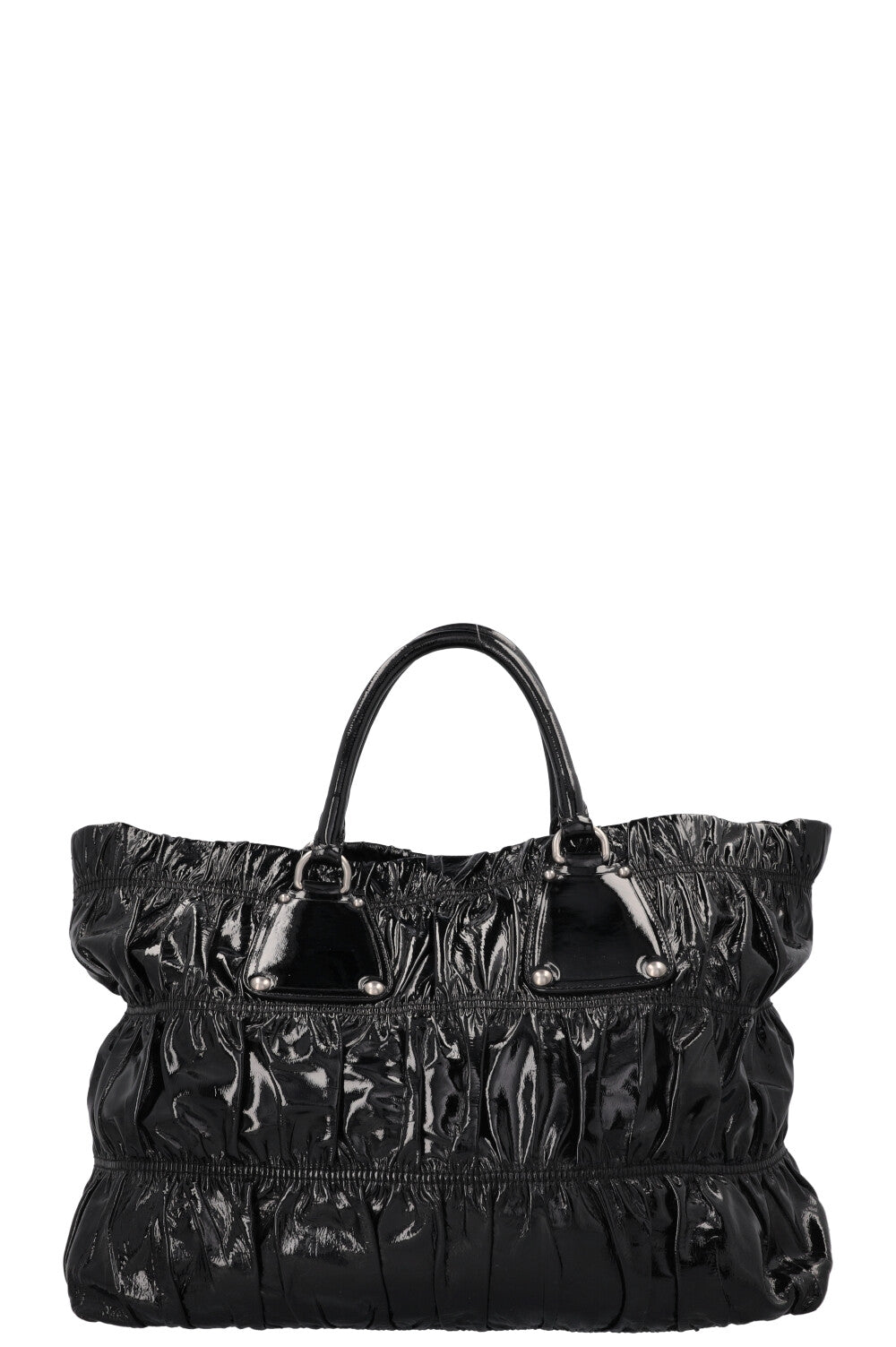 PRADA Vernice Gaufre Tote Patent Black
