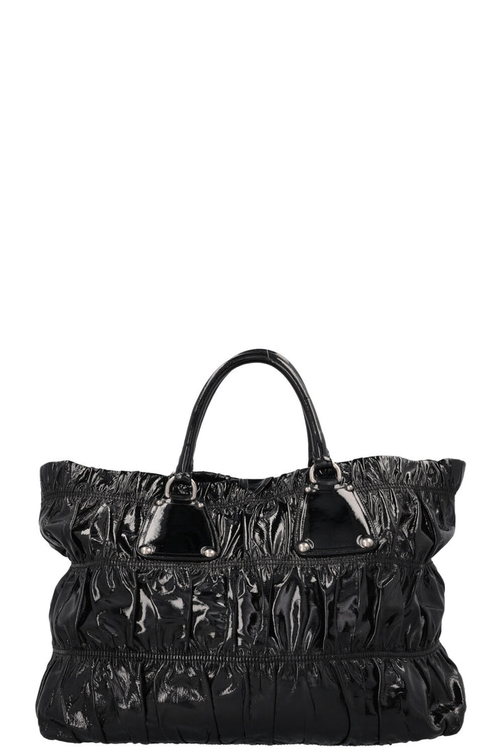 PRADA Vernice Gaufre Tote Patent Black