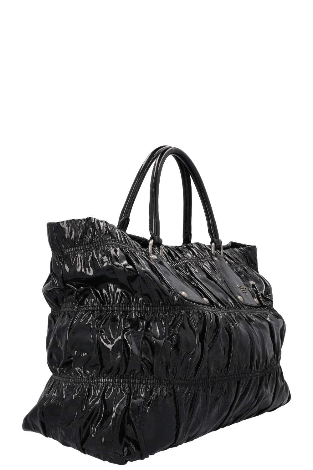 PRADA Vernice Gaufre Tote Patent Black