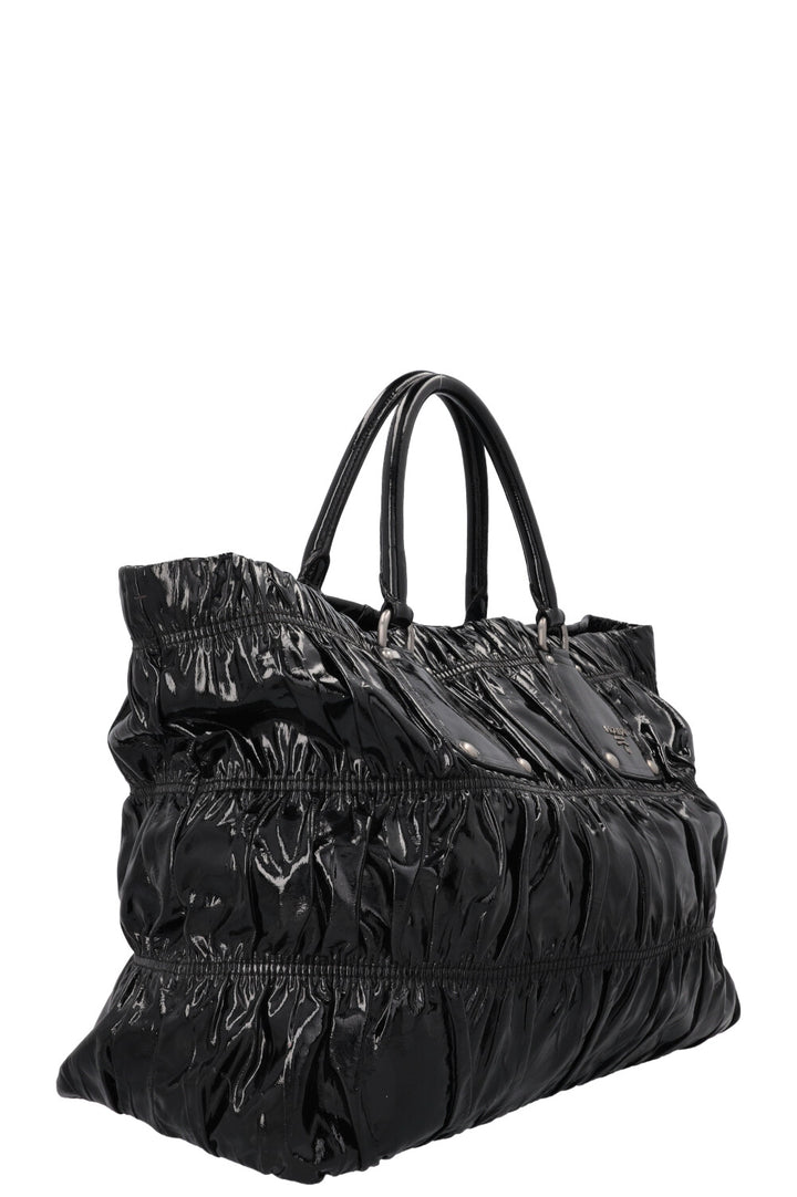 PRADA Vernice Gaufre Tote Patent Black