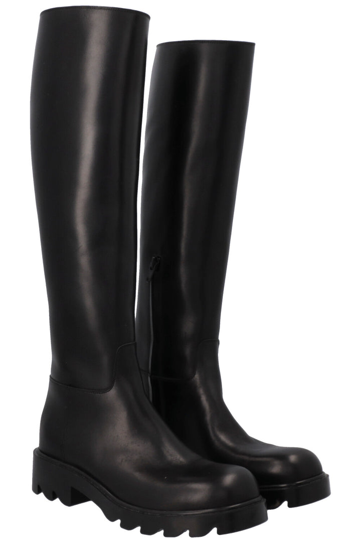 Bottes d'équitation hautes en cuir noir BOTTEGA VENETA