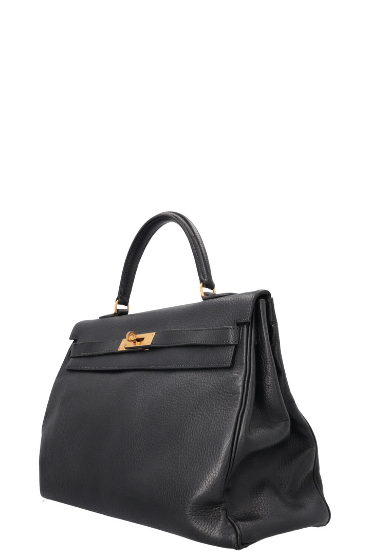 HERMÈS Kelly 35 Retourne Clemence Black
