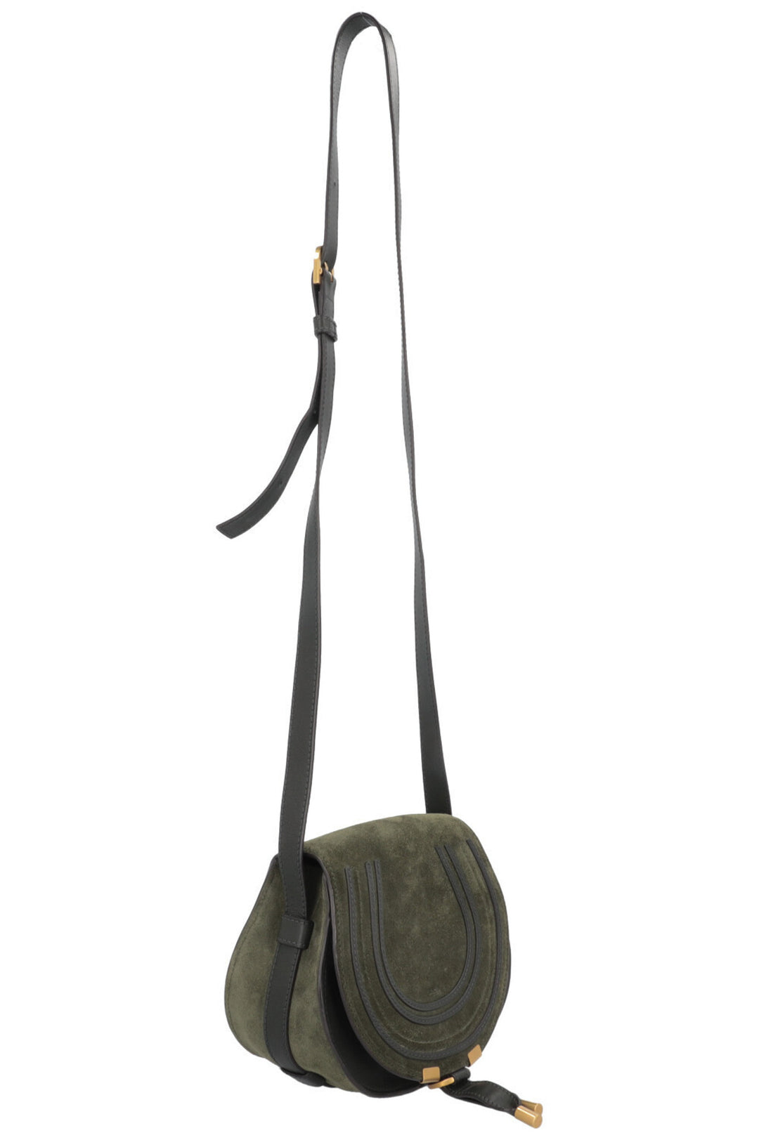 CHLOÉ Marcie Crossbody Bag Small Suede Green