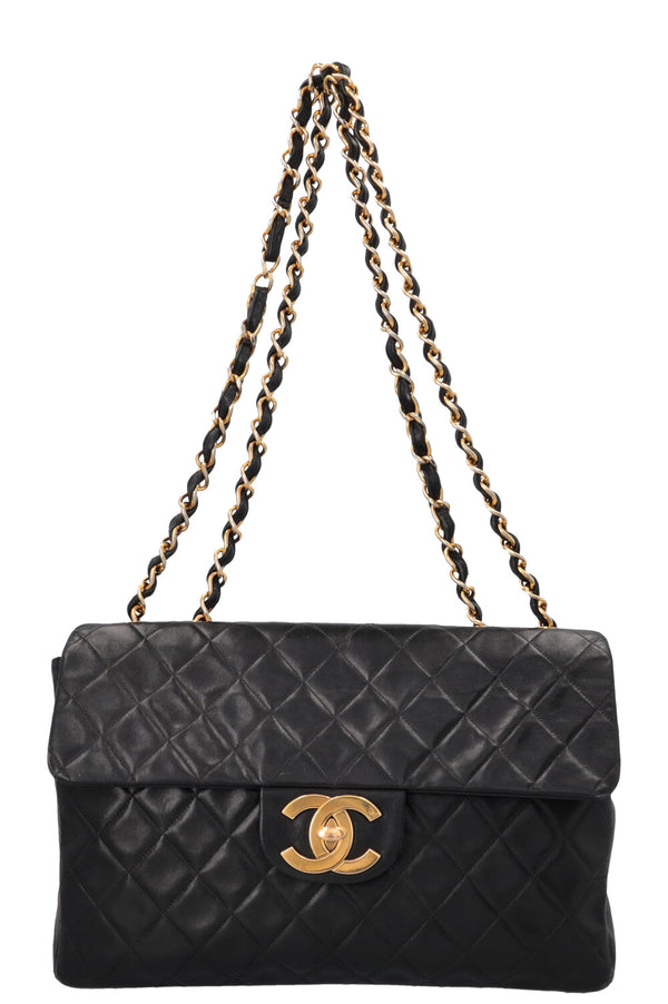 CHANEL Maxi Single Flap Cuir Noir Grand