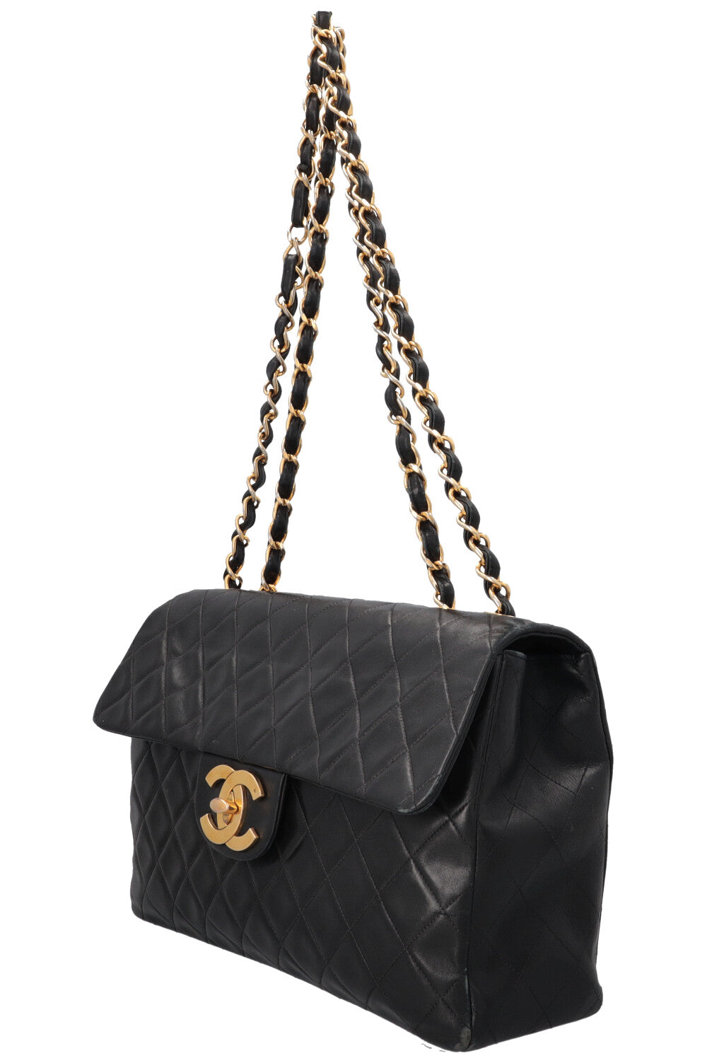 CHANEL Maxi Single Flap Cuir Noir Grand