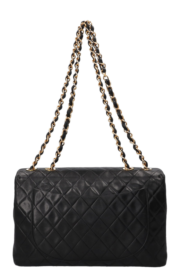 CHANEL Maxi Single Flap Cuir Noir Grand