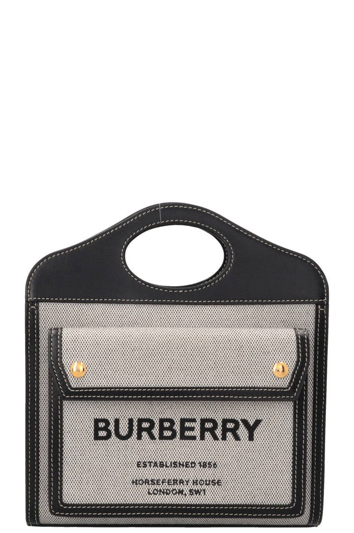 BURBERRY Mini Pocket Bag Brown and Black Leather and Canvas