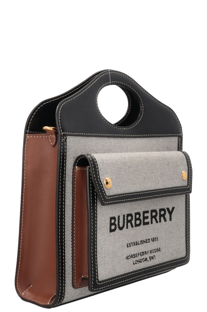 BURBERRY Mini Pocket Bag Brown and Black Leather and Canvas
