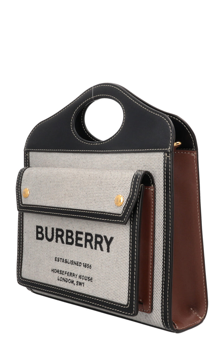 BURBERRY Mini Pocket Bag Brown and Black Leather and Canvas