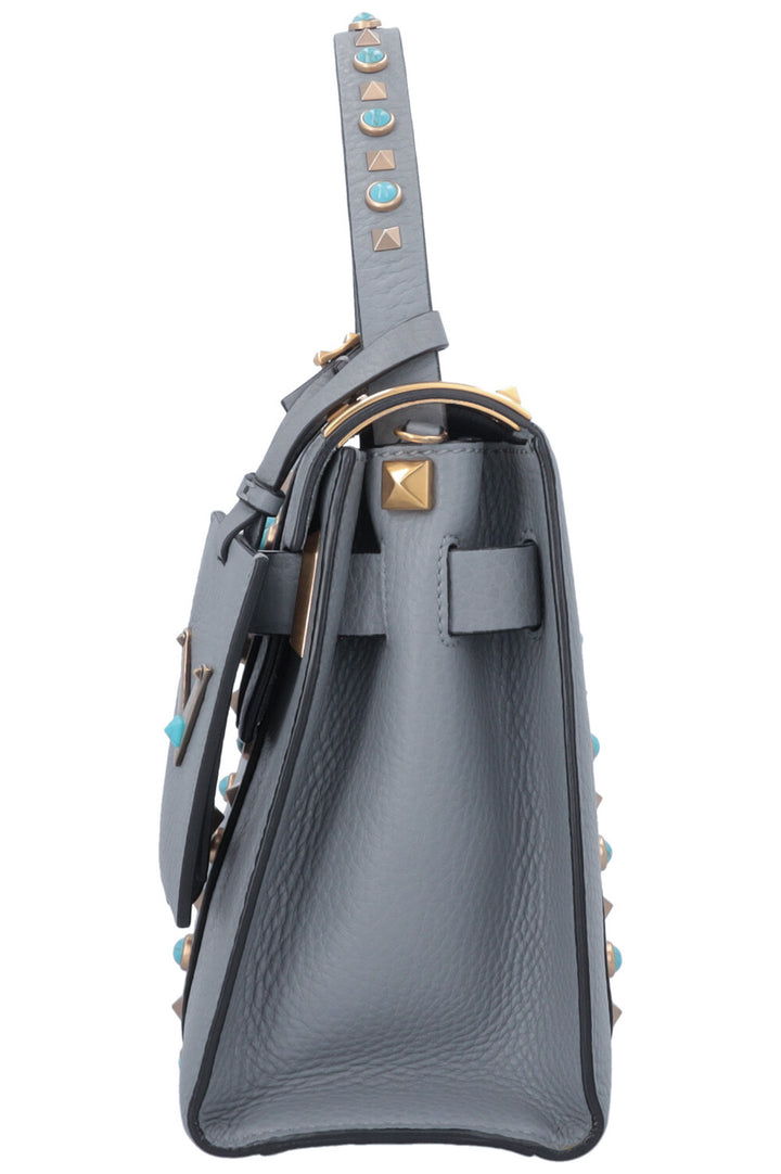 Sac Valentino Small Rolling Rockstud gris