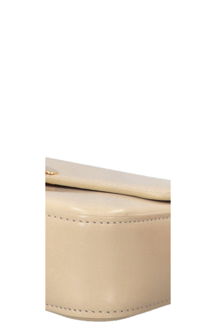 CELINE Claude Shoulder Bag Shiny Calfskin Creme