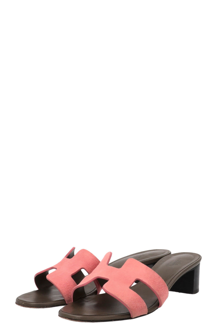 HERMÉS Oasis Sandals Suede Pink