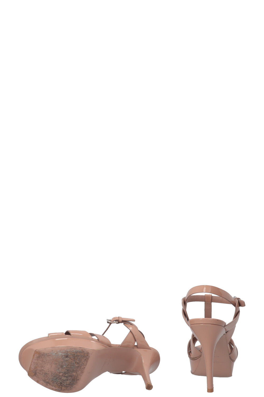 SAINT LAURENT Sandales Tribute à plateforme en cuir verni nude