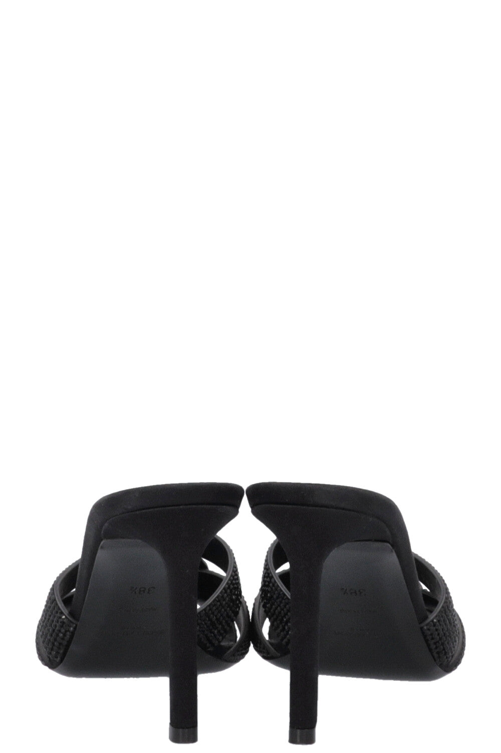 SAINT LAURENT Tribute Mule Satin Crystals Black