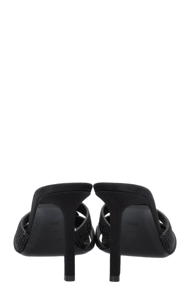 SAINT LAURENT Tribute Mule Satin Crystals Black