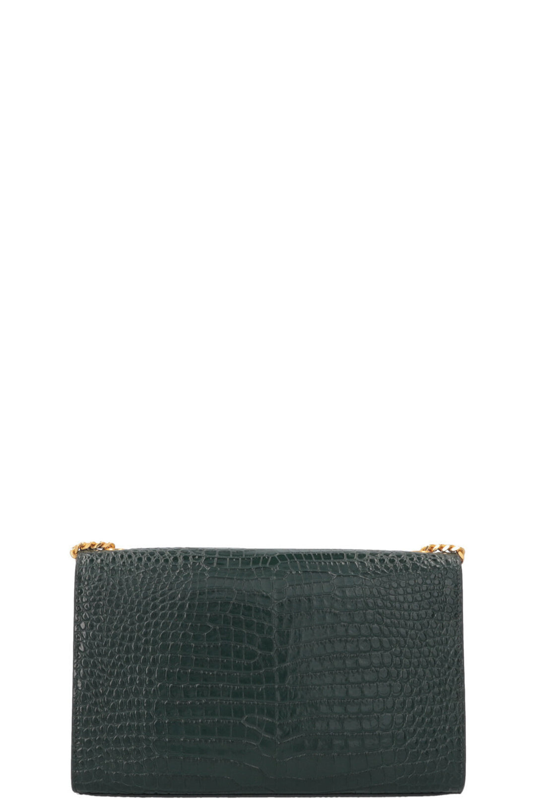 SAINT LAURENT Medium Kate Tassel Bag Croc Embossed Green