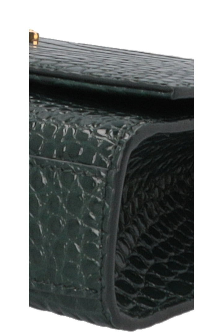 SAINT LAURENT Medium Kate Tassel Bag Croc Embossed Green
