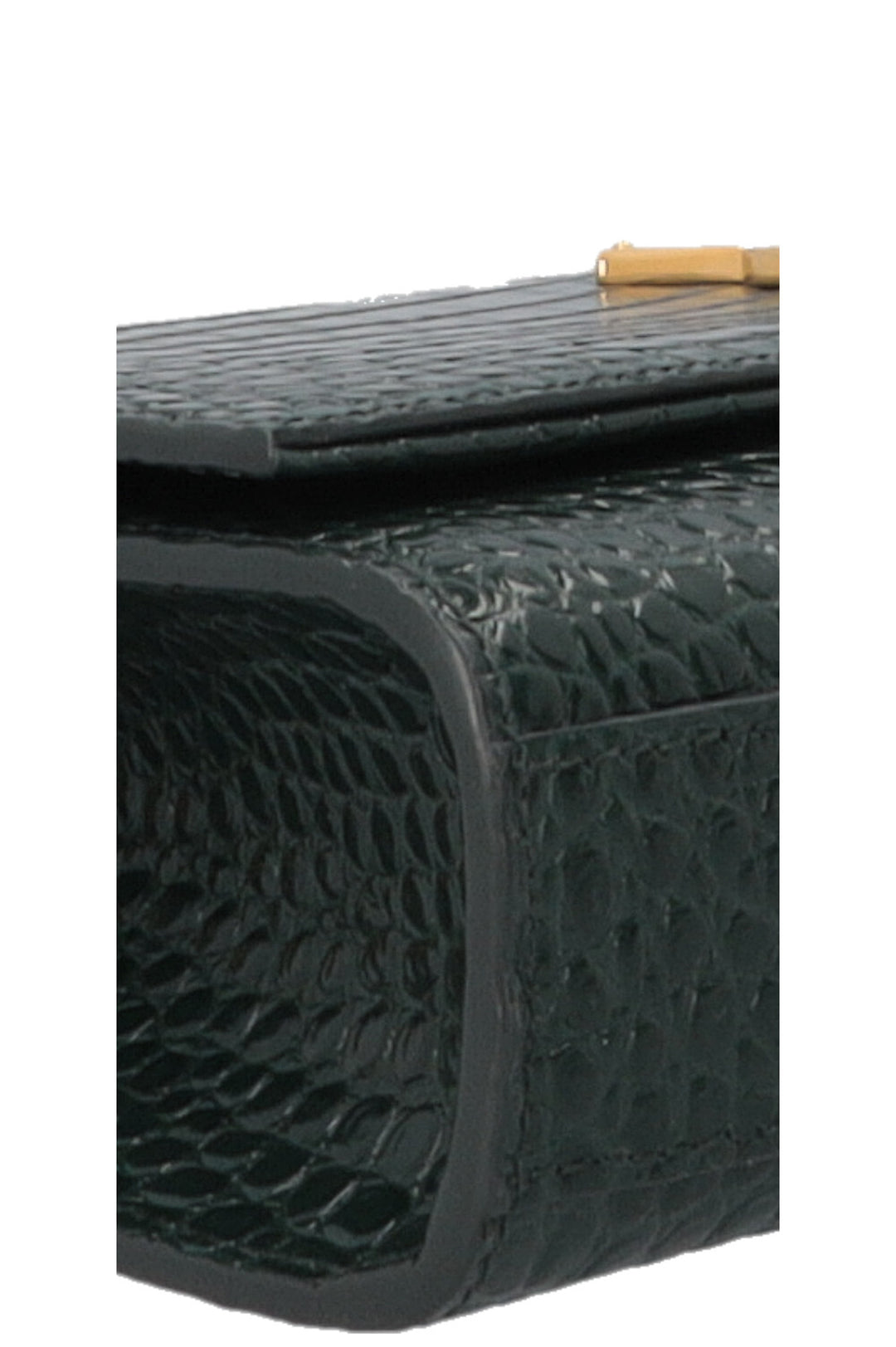 SAINT LAURENT Medium Kate Tassel Bag Croc Embossed Green