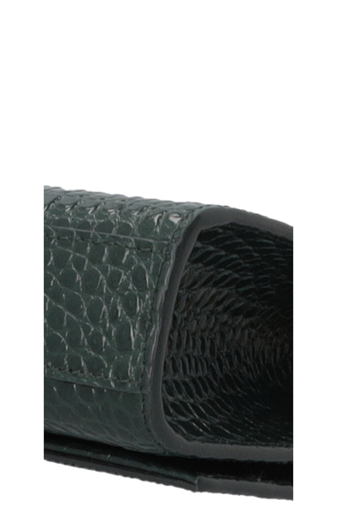 SAINT LAURENT Medium Kate Tassel Bag Croc Embossed Green