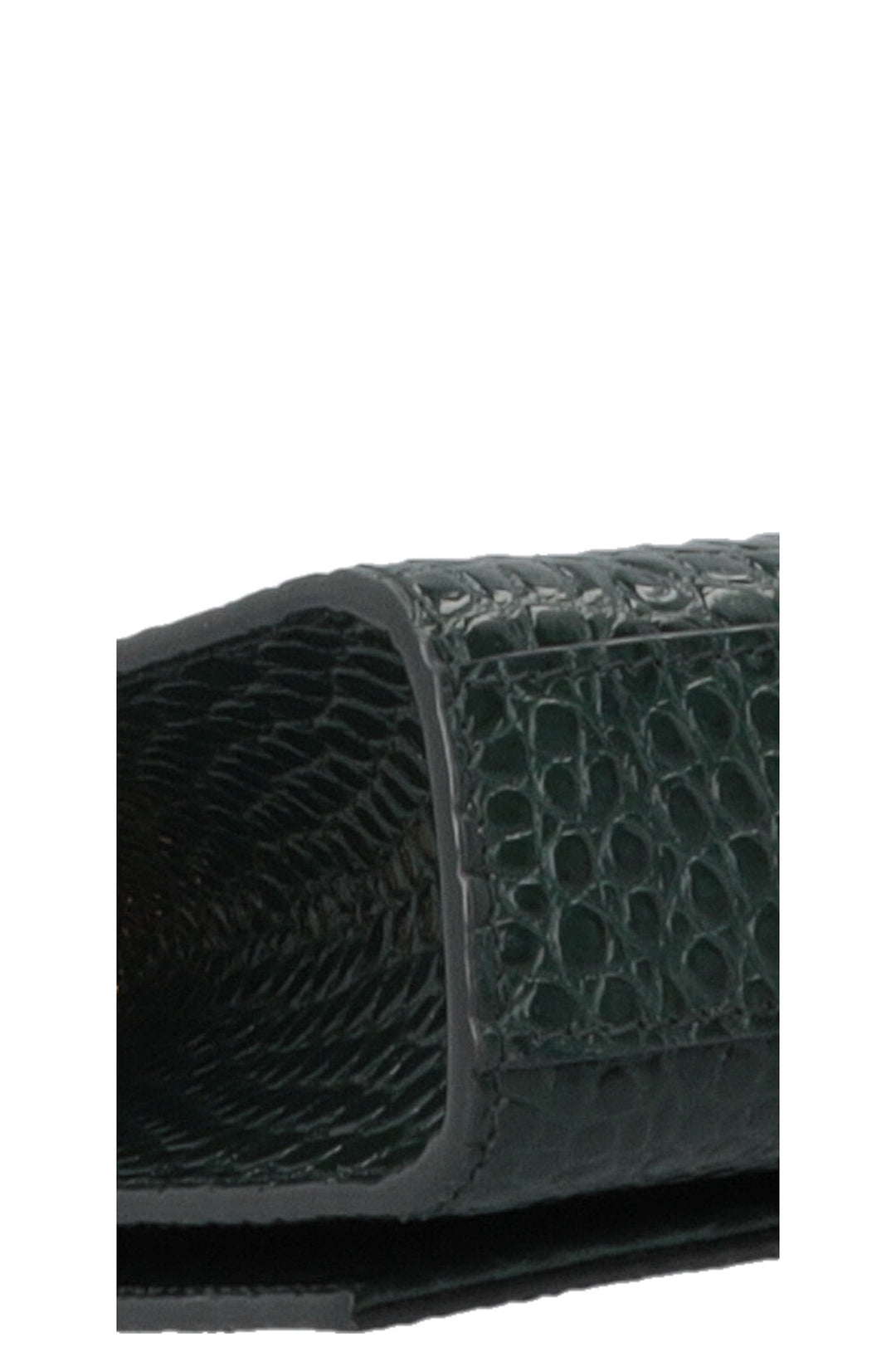 SAINT LAURENT Medium Kate Tassel Bag Croc Embossed Green